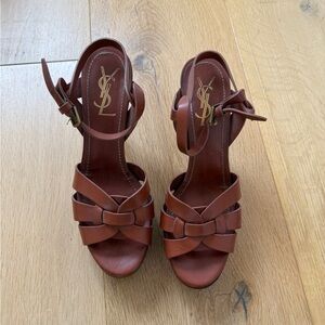Yves Saint Laurent Tan Leather Strappy Sandals